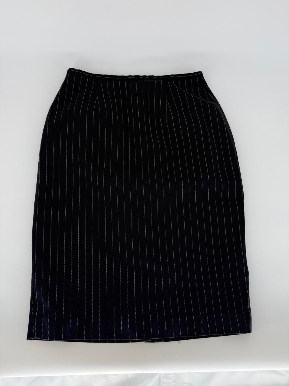 East 5th Womens 4 Petite Black Pinstripe Pencil Skirt Career Office Lined